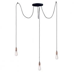 Early Electric 3-Light Black/Antique Brass Pendant by Maxim Lighting