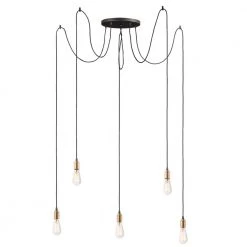 Early Electric 5-Light Black/Antique Brass Pendant by Maxim Lighting