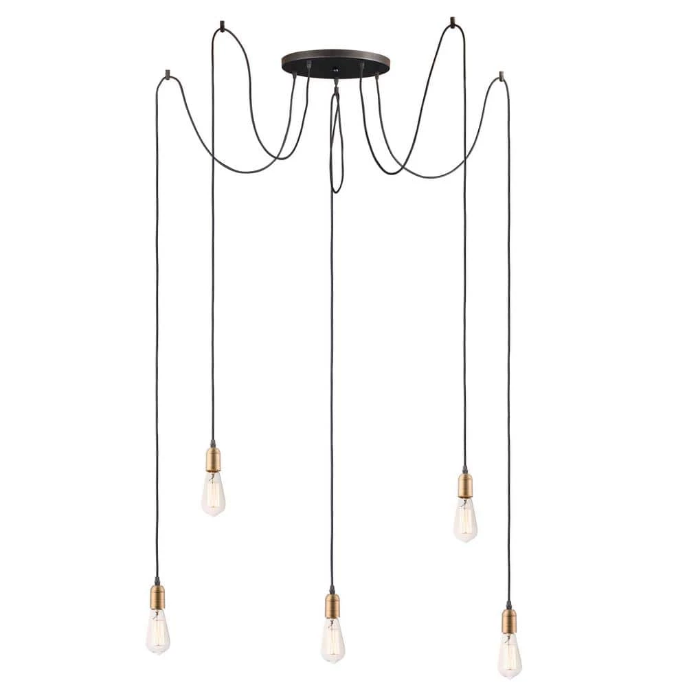 Early Electric 5-Light Black/Antique Brass Pendant by Maxim Lighting 1 Early Electric 5-Light Black/Antique Brass Pendant by Maxim Lighting