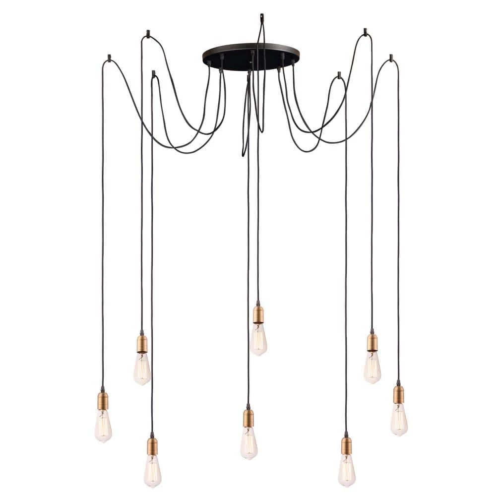 Early Electric 8-Light Black/Antique Brass Pendant by Maxim Lighting 1 Early Electric 8-Light Black/Antique Brass Pendant by Maxim Lighting