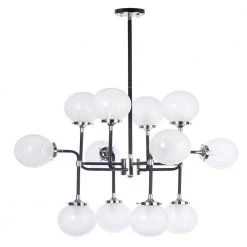 Atom 12-Light Black with Polished Nickel Pendant Lamp by Maxim Lighting