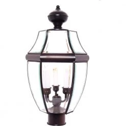 South Park 12 in. Wide 3-Light Outdoor Black Post Light by Maxim Lighting