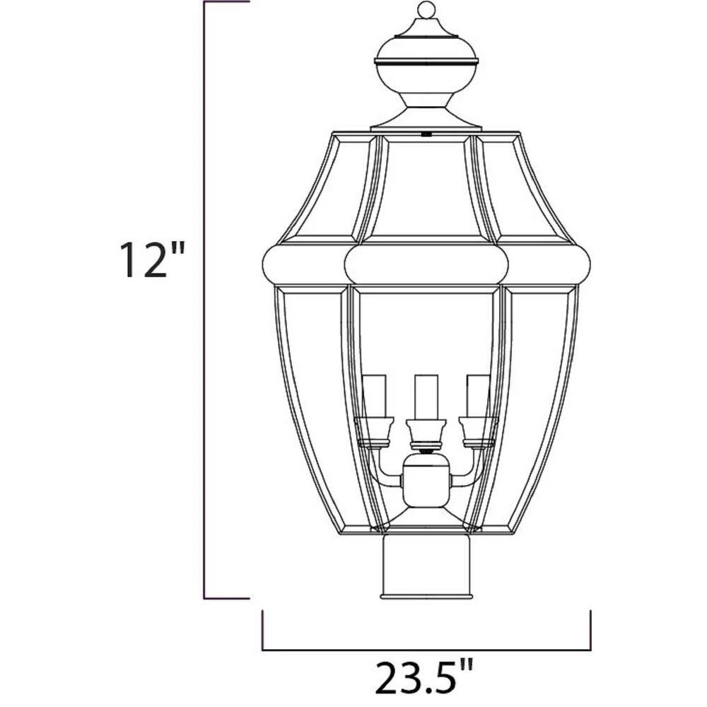South Park 12 in. Wide 3-Light Outdoor Black Post Light by Maxim Lighting 2 South Park 12 in. Wide 3-Light Outdoor Black Post Light by Maxim Lighting - Image 2