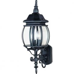Crown Hill 3-Light Black Outdoor Wall Lantern Sconce by Maxim Lighting