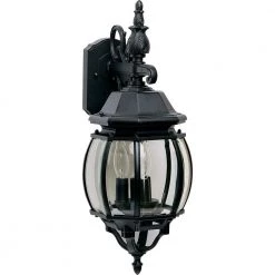 Crown Hill 3-Light Black Outdoor Wall Lantern Sconce by Maxim Lighting