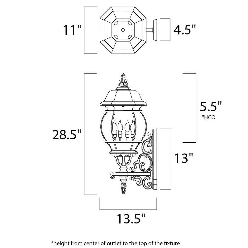 Crown Hill 4-Light Black Outdoor Wall Lantern Sconce by Maxim Lighting 2 Crown Hill 4-Light Black Outdoor Wall Lantern Sconce by Maxim Lighting - Image 2