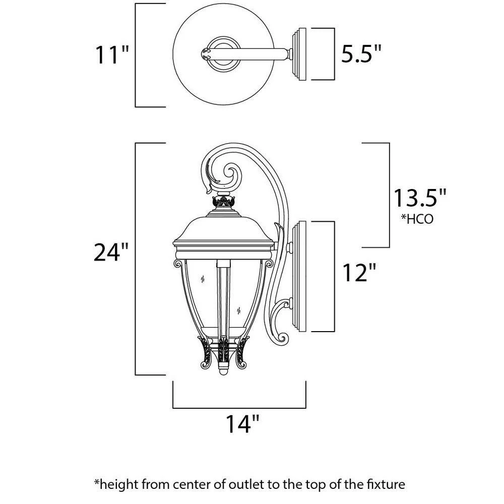 Camden Vivex 3-Light Black Outdoor Wall Lantern Sconce by Maxim Lighting 2 Camden Vivex 3-Light Black Outdoor Wall Lantern Sconce by Maxim Lighting - Image 2