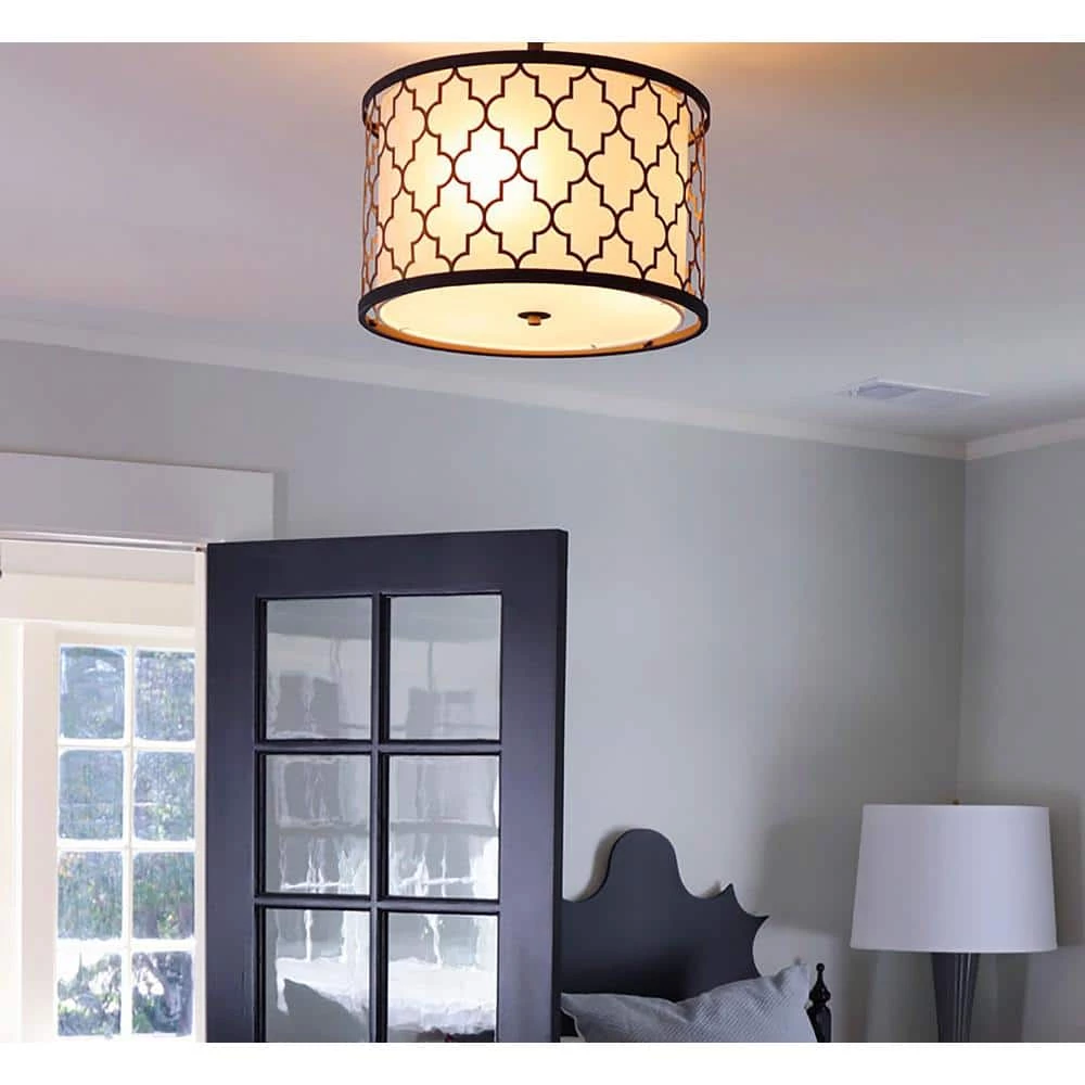 Palladium 16.5 in. 3-Light Black/Natural Aged Brass Semi-Flushmount by Maxim Lighting 2 Palladium 16.5 in. 3-Light Black/Natural Aged Brass Semi-Flushmount by Maxim Lighting - Image 2