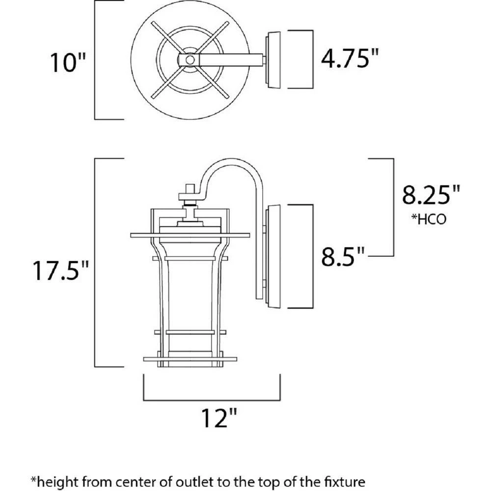 Oakville 10 in. W 1-Light Black Oxide Outdoor Wall Lantern Sconce by Maxim Lighting 2 Oakville 10 in. W 1-Light Black Oxide Outdoor Wall Lantern Sconce by Maxim Lighting - Image 2