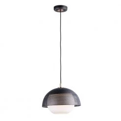 Perf 1-Light Black/Satin Brass Pendant by Maxim Lighting