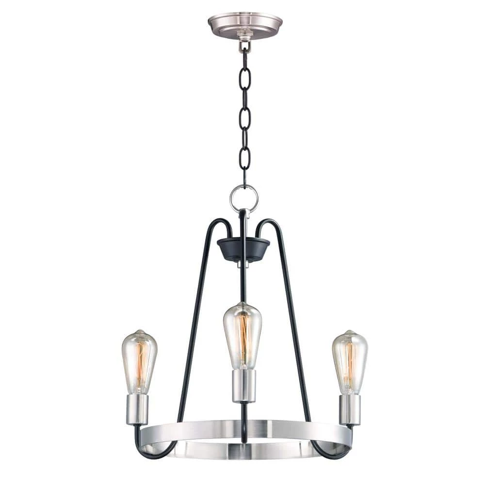 Haven 3-Light Black / Satin Nickel Chandelier by Maxim Lighting 1 Haven 3-Light Black / Satin Nickel Chandelier by Maxim Lighting