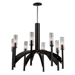 Merge 34.5 in. W 8-Light Black/Wenge Chandelier with Clear Shade by Maxim Lighting