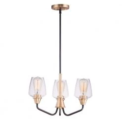 Goblet 19 in. W 3-Light Bronze/Antique Brass Chandelier with Clear Shade by Maxim Lighting
