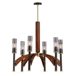Merge 29 in. W 6-Light Bronze/Antique Pecan Chandelier with Clear Shade by Maxim Lighting
