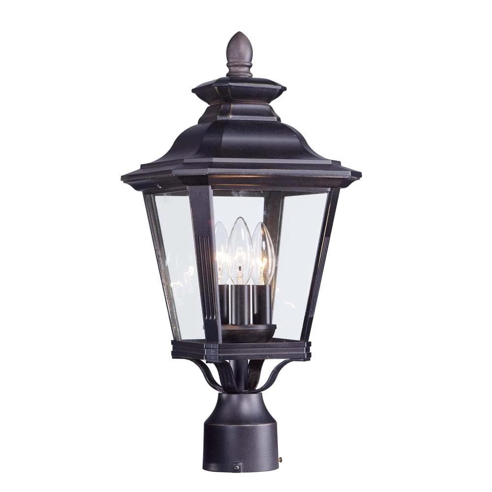 Knoxville 9 in. Wide 3-Light Outdoor Bronze Post Light by Maxim Lighting 1 Knoxville 9 in. Wide 3-Light Outdoor Bronze Post Light by Maxim Lighting