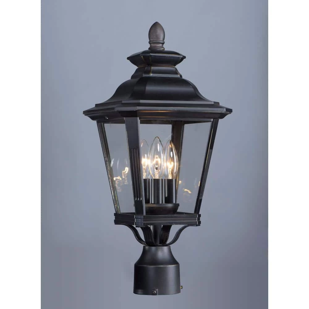 Knoxville 9 in. Wide 3-Light Outdoor Bronze Post Light by Maxim Lighting 2 Knoxville 9 in. Wide 3-Light Outdoor Bronze Post Light by Maxim Lighting - Image 2