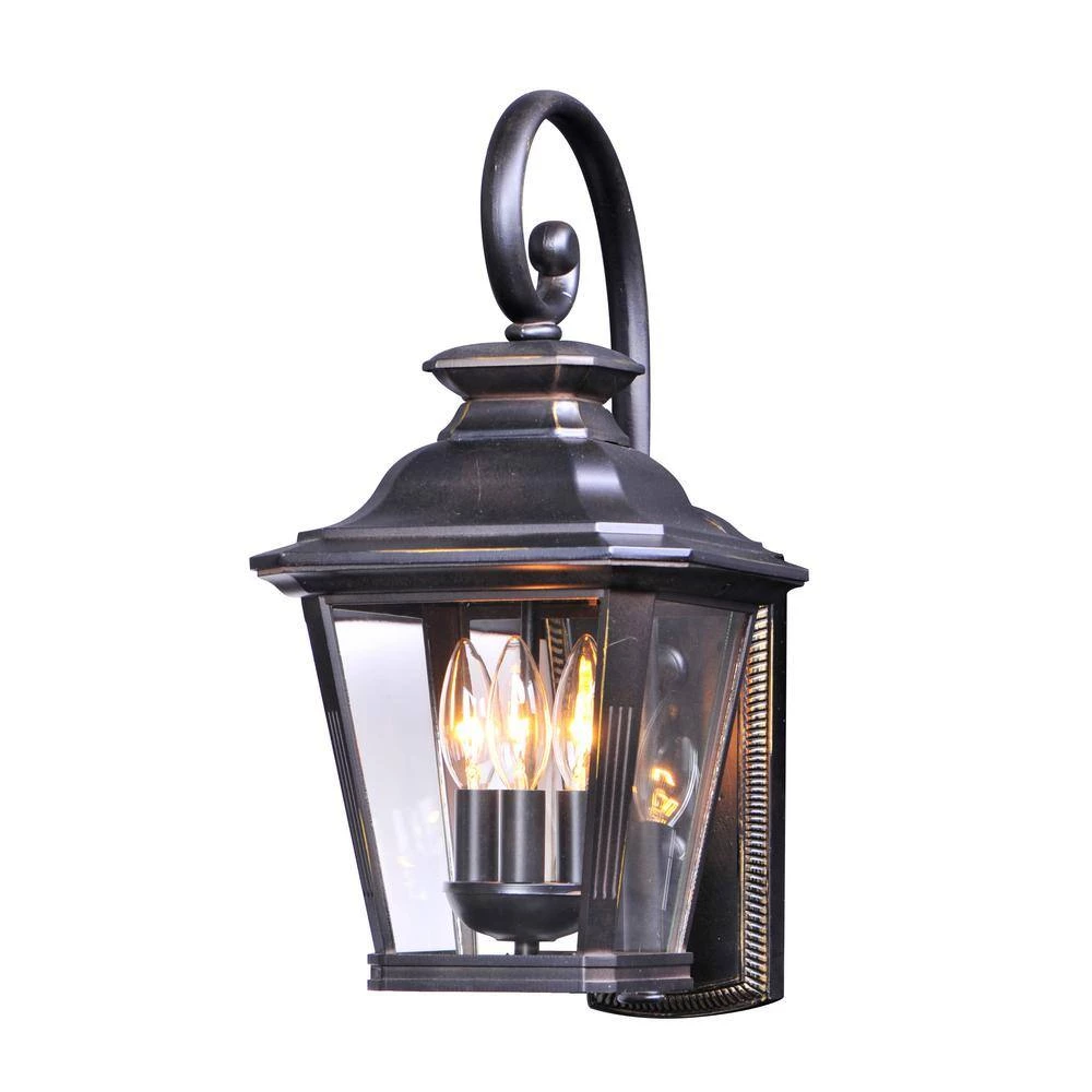 Knoxville 9 in. W 3-Light Bronze Outdoor Wall Lantern Sconce by Maxim Lighting 2 Knoxville 9 in. W 3-Light Bronze Outdoor Wall Lantern Sconce by Maxim Lighting - Image 2