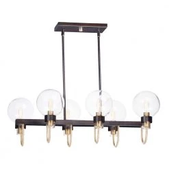 Bauhaus 6-Light Bronze/Satin Brass Pendant by Maxim Lighting