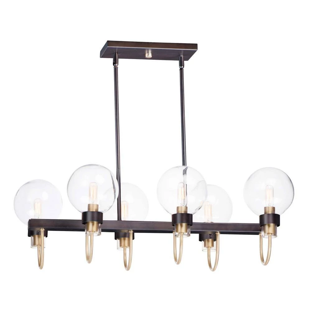 Bauhaus 6-Light Bronze/Satin Brass Pendant by Maxim Lighting 1 Bauhaus 6-Light Bronze/Satin Brass Pendant by Maxim Lighting