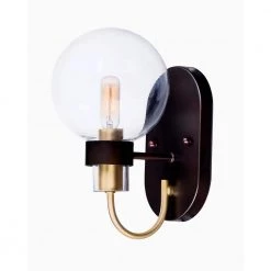 Bauhaus 6 in. Wide Bronze / Satin Brass Sconce by Maxim Lighting