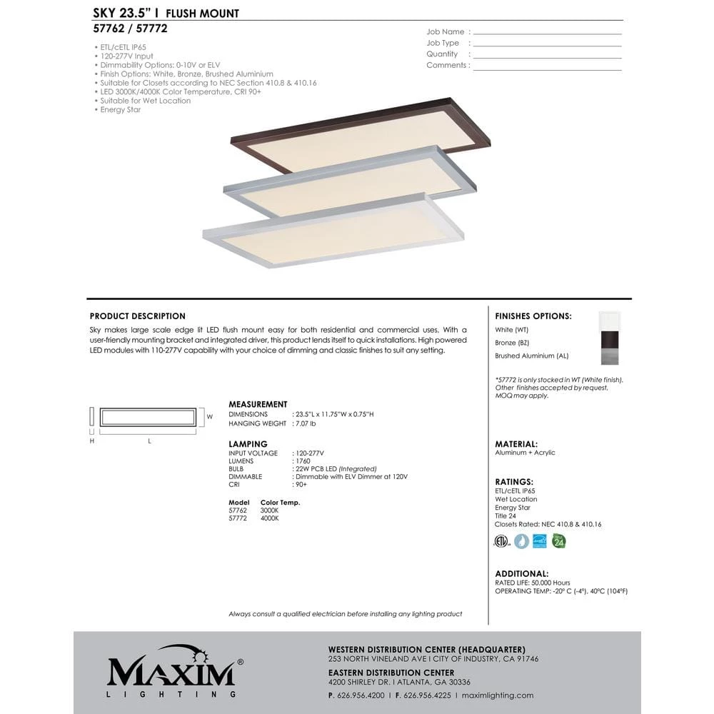 Sky 11.75 in. Brushed Aluminum Integrated LED Flushmount Light by Maxim Lighting 2 Sky 11.75 in. Brushed Aluminum Integrated LED Flushmount Light by Maxim Lighting - Image 2