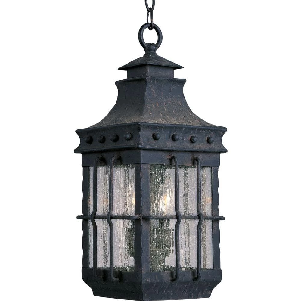 Nantucket 3-Light Country Forge Outdoor Hanging Lantern by Maxim Lighting 1 Nantucket 3-Light Country Forge Outdoor Hanging Lantern by Maxim Lighting
