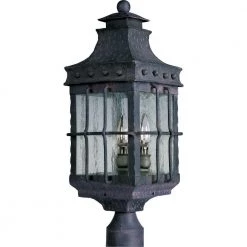 Nantucket 3-Light Country Forge Outdoor Pole/Post Mount by Maxim Lighting