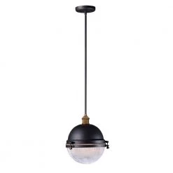 Portside 1-Light Oil Rubbed Bronze/Antique Brass Pendant by Maxim Lighting
