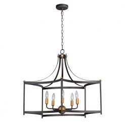 Wellington 5-Light Oil Rubbed Bronze/Antique Brass Pendant by Maxim Lighting