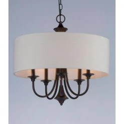 Bongo 5-Light Oil Rubbed Adjustable Bronze with White Fabric Shade Pendant by Maxim Lighting -Maxim Lighting Sales Store oil rubbed bronze maxim lighting chandeliers 10015omoi 4f 1000