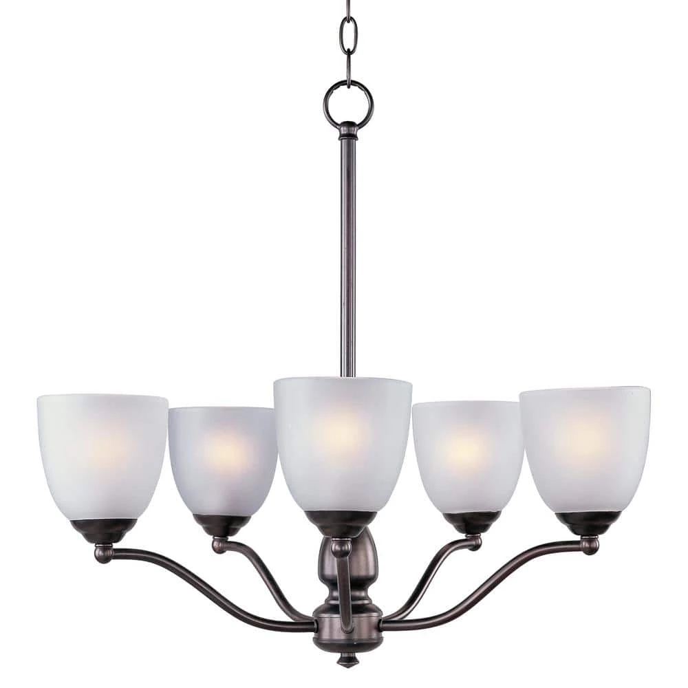 Stefan 5-Light Oil Rubbed Bronze Chandelier with Frosted Shade by Maxim Lighting 1 Stefan 5-Light Oil Rubbed Bronze Chandelier with Frosted Shade by Maxim Lighting