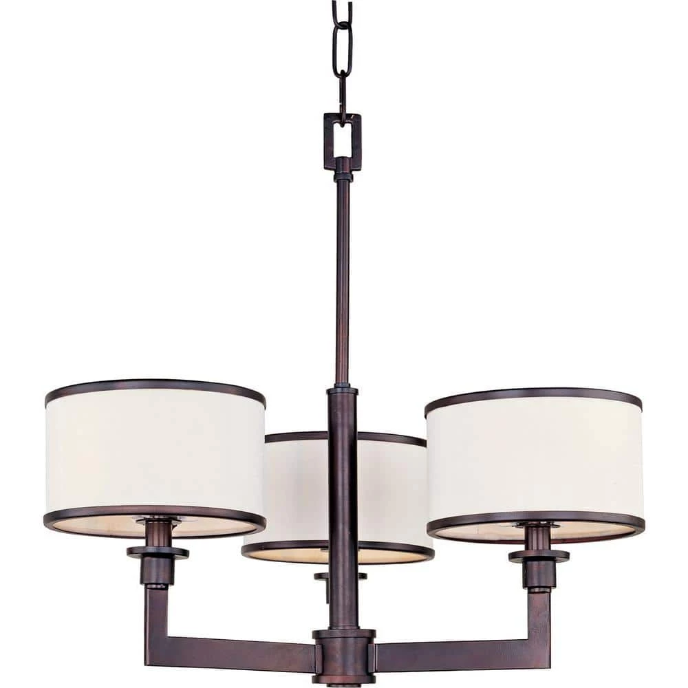 Nexus 3-Light Oil Rubbed Bronze Chandelier with Fabric Shades by Maxim Lighting 1 Nexus 3-Light Oil Rubbed Bronze Chandelier with Fabric Shades by Maxim Lighting