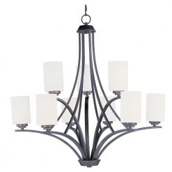 Deven 9-Light Oil Rubbed Bronze Chandelier with Satin White Shade by Maxim Lighting