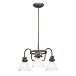 Seafarer 21.5 in. W 3-Light Oil Rubbed Bronze Chandelier with Seedy Shade by Maxim Lighting