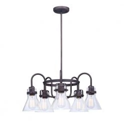 Seafarer 23.75 in. W 5-Light Oil Rubbed Bronze Chandelier with Seedy Shade by Maxim Lighting