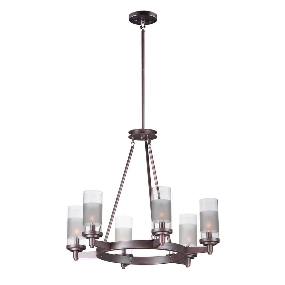 Crescendo 24.5 in. W 6-Light Oil Rubbed Bronze Chandelier with Clear/Frosted Shade by Maxim Lighting 1 Crescendo 24.5 in. W 6-Light Oil Rubbed Bronze Chandelier with Clear/Frosted Shade by Maxim Lighting