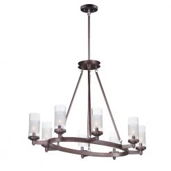 Crescendo 24 in. Wide 8-Light Oil Rubbed Bronze Chandelier with Clear/Frosted Shade by Maxim Lighting