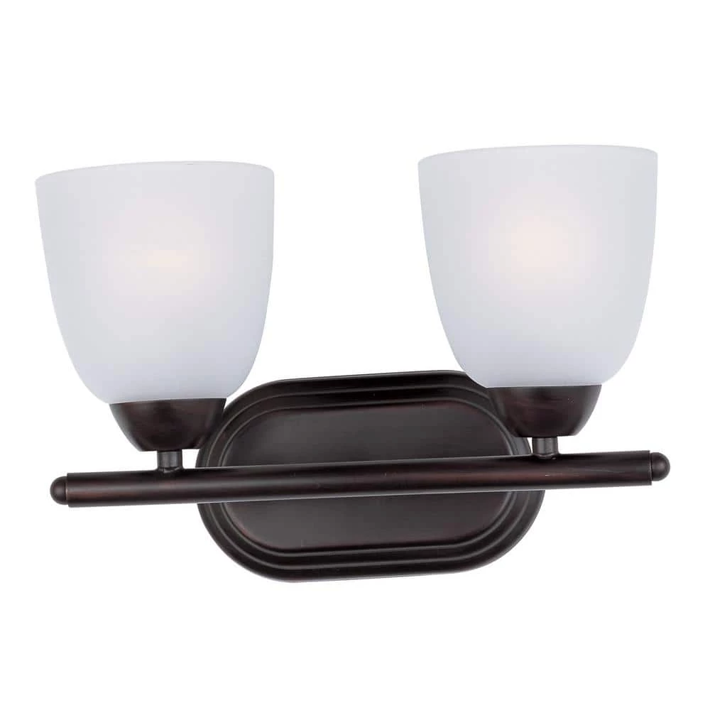 Axis 2-Light Oil Rubbed Bronze Bath Light Vanity with Frosted Shade by Maxim Lighting 1 Axis 2-Light Oil Rubbed Bronze Bath Light Vanity with Frosted Shade by Maxim Lighting