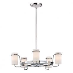 Avant 22 in. W 5-Light Polished Chrome Chandelier with Satin White Shade by Maxim Lighting