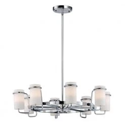 Avant 25 in. W 8-Light Polished Chrome Chandelier with Satin White Shade by Maxim Lighting