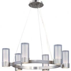 Silo 27 in. W 6-Light Polished Chrome Chandelier with Clear/Frosted Shade by Maxim Lighting