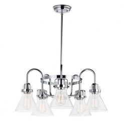 Seafarer 23.75 in. W 5-Light Polished Chrome Chandelier with Seedy Shade by Maxim Lighting