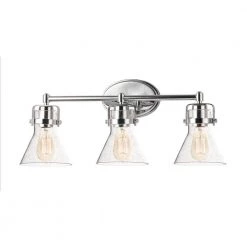 Seafarer 3-Light Polished Chrome Vanity Light with Clear Seedy Glass Shades by Maxim Lighting