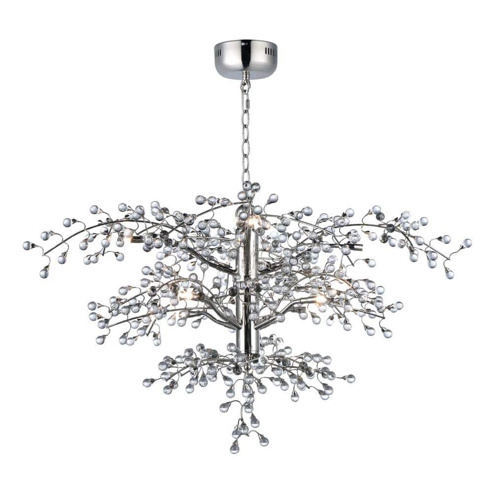 Cluster 36.75 in. W 8-Light Polished Nickel Chandelier with Clear Shade by Maxim Lighting 1 Cluster 36.75 in. W 8-Light Polished Nickel Chandelier with Clear Shade by Maxim Lighting