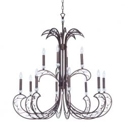 Autumn 40 in. W 12-Light Russet Chandelier with Clear Shade by Maxim Lighting