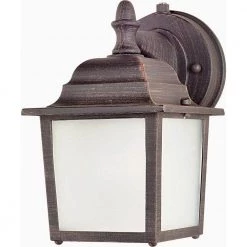 Side Door 5.5 in. W 1-Light Rust Patina Outdoor Wall Lantern Sconce by Maxim Lighting