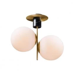 Vesper 9.75 in. 2-Light Satin Brass/Black Semi-Flushmount by Maxim Lighting