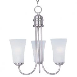 Logan 3-Light Satin Nickel Chandelier with Frosted Shade by Maxim Lighting