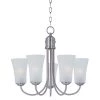 Logan 5-Light Satin Nickel Chandelier with Frosted Shade by Maxim Lighting