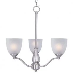 Stefan 3-Light Satin Nickel Chandelier with Frosted Shade by Maxim Lighting